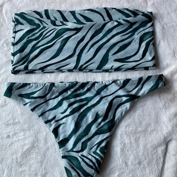 New! Set! Stone Fox swim x Free People soma zebra bandeau/ Sumatra bottom 19242 - Picture 3 of 8